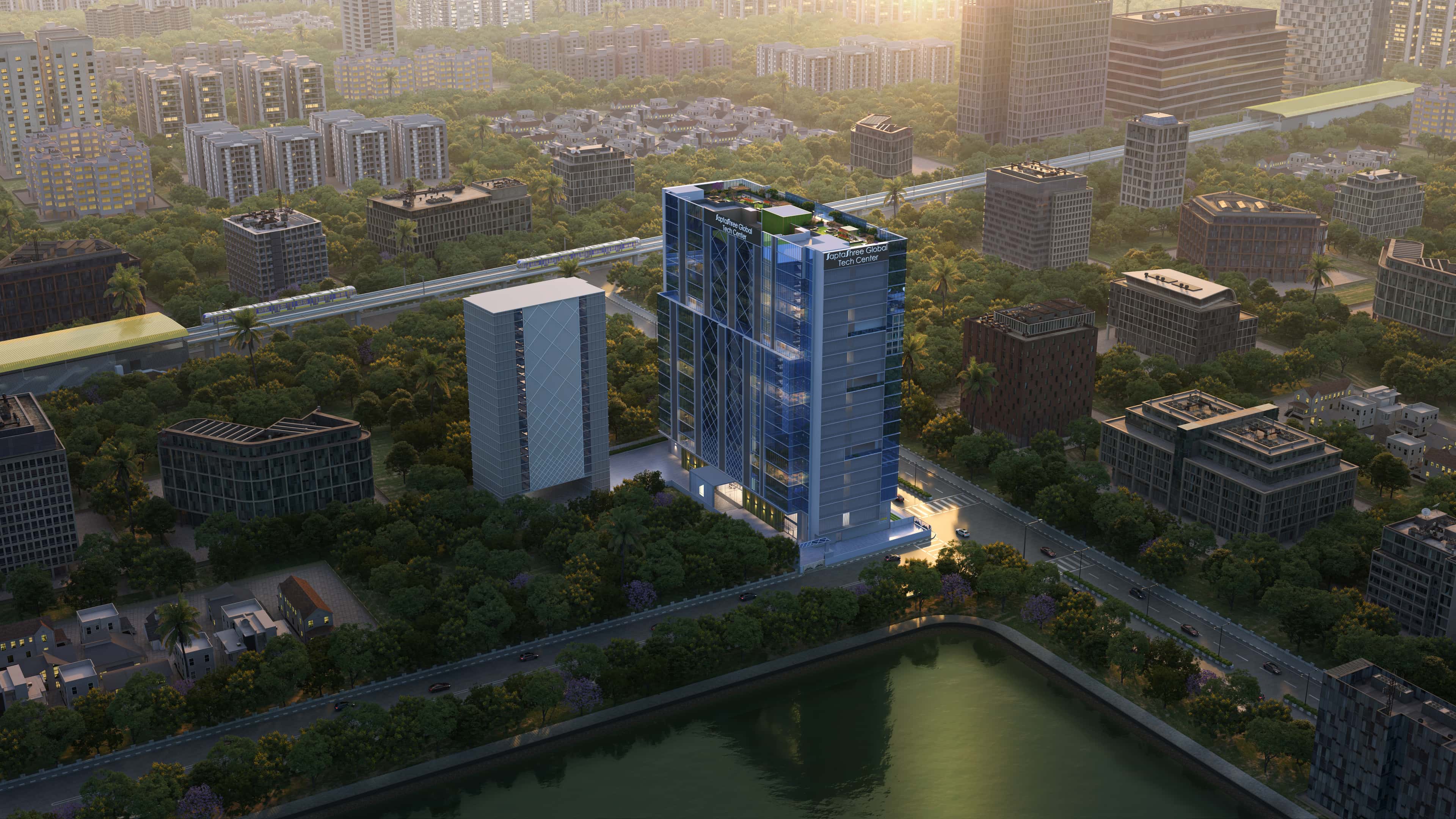 Saptashree — Lake side aerial view