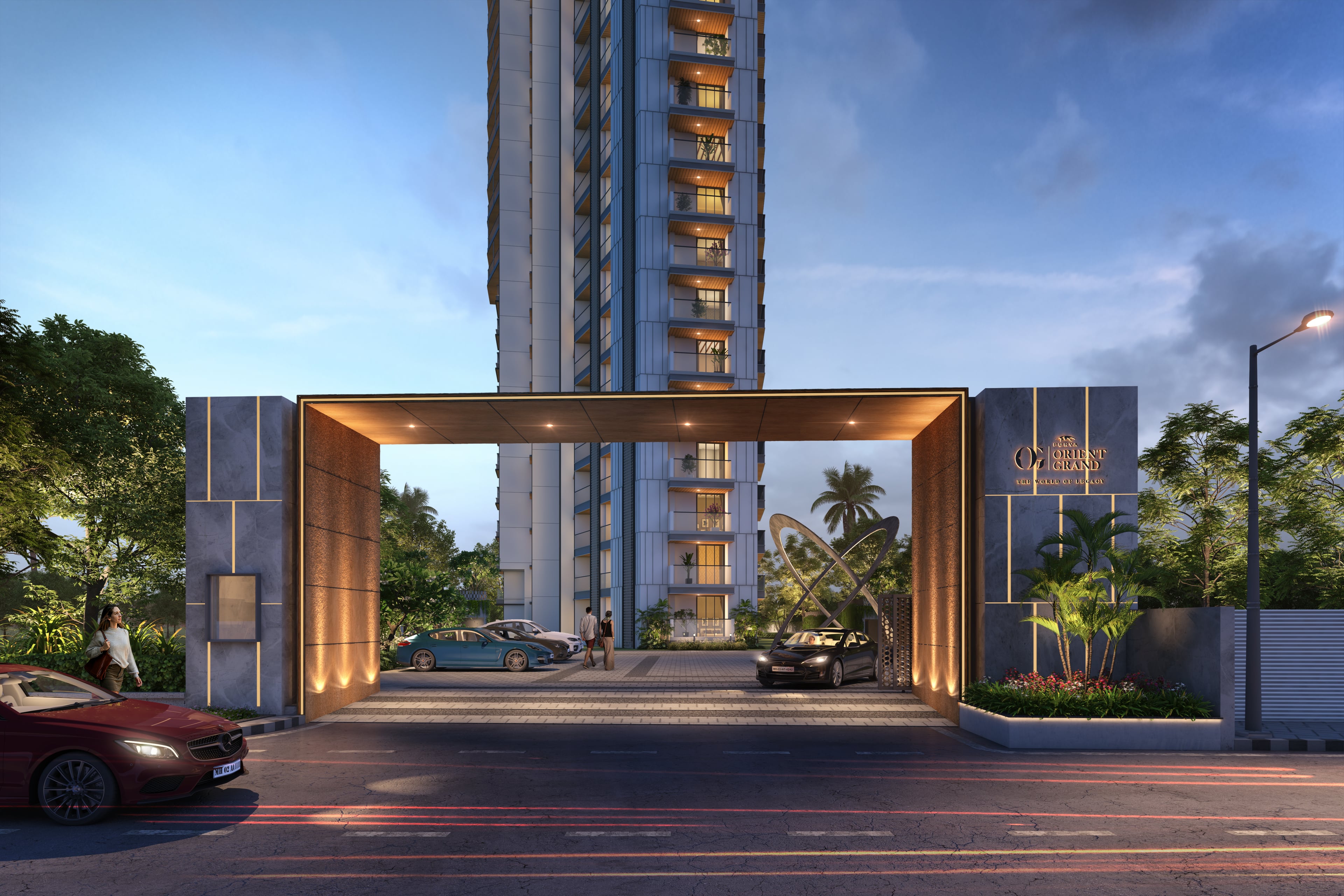 Purva Orient Grand — Road Side Night View