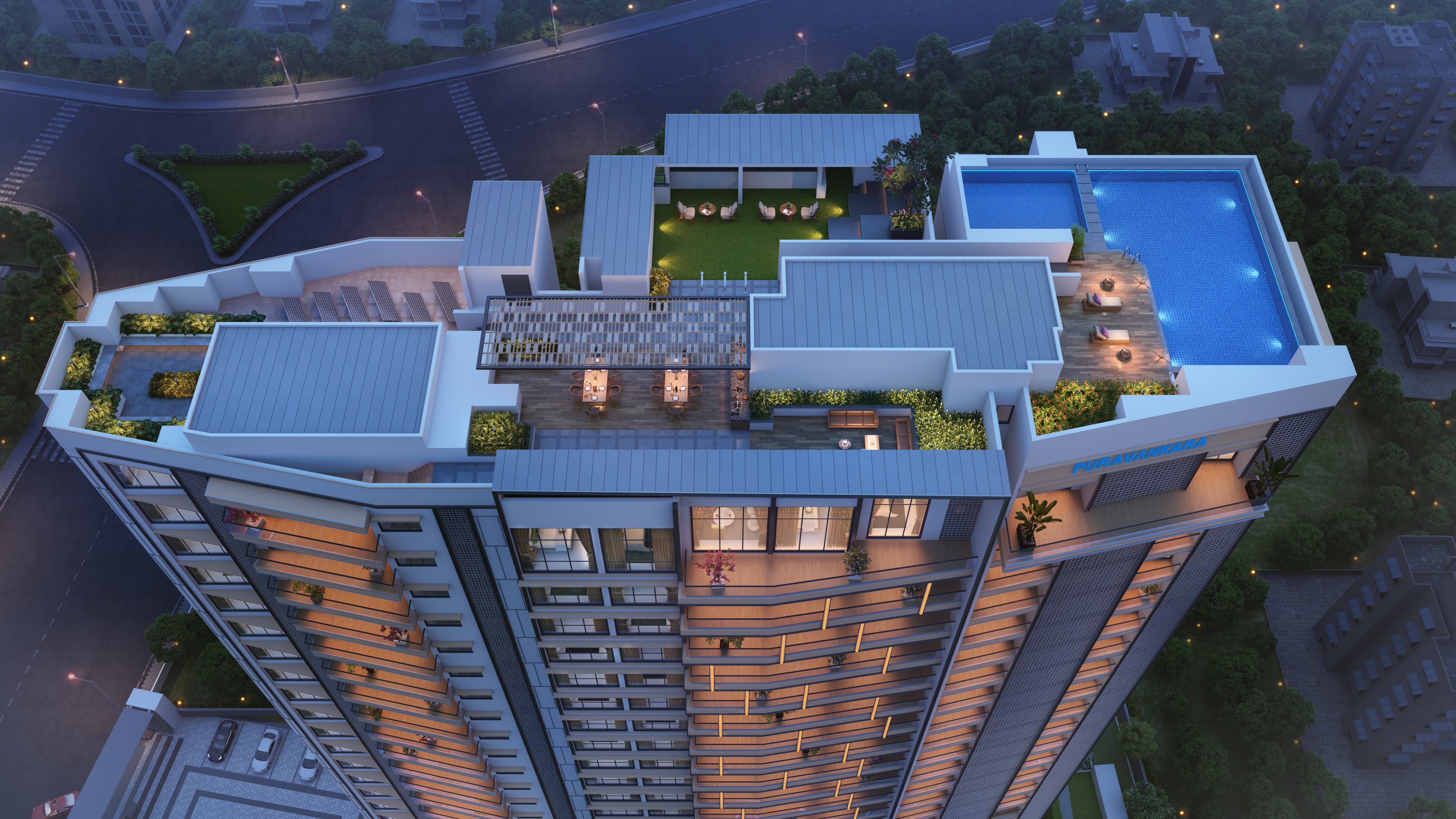 Purva Orient Grand — Terrace Night view