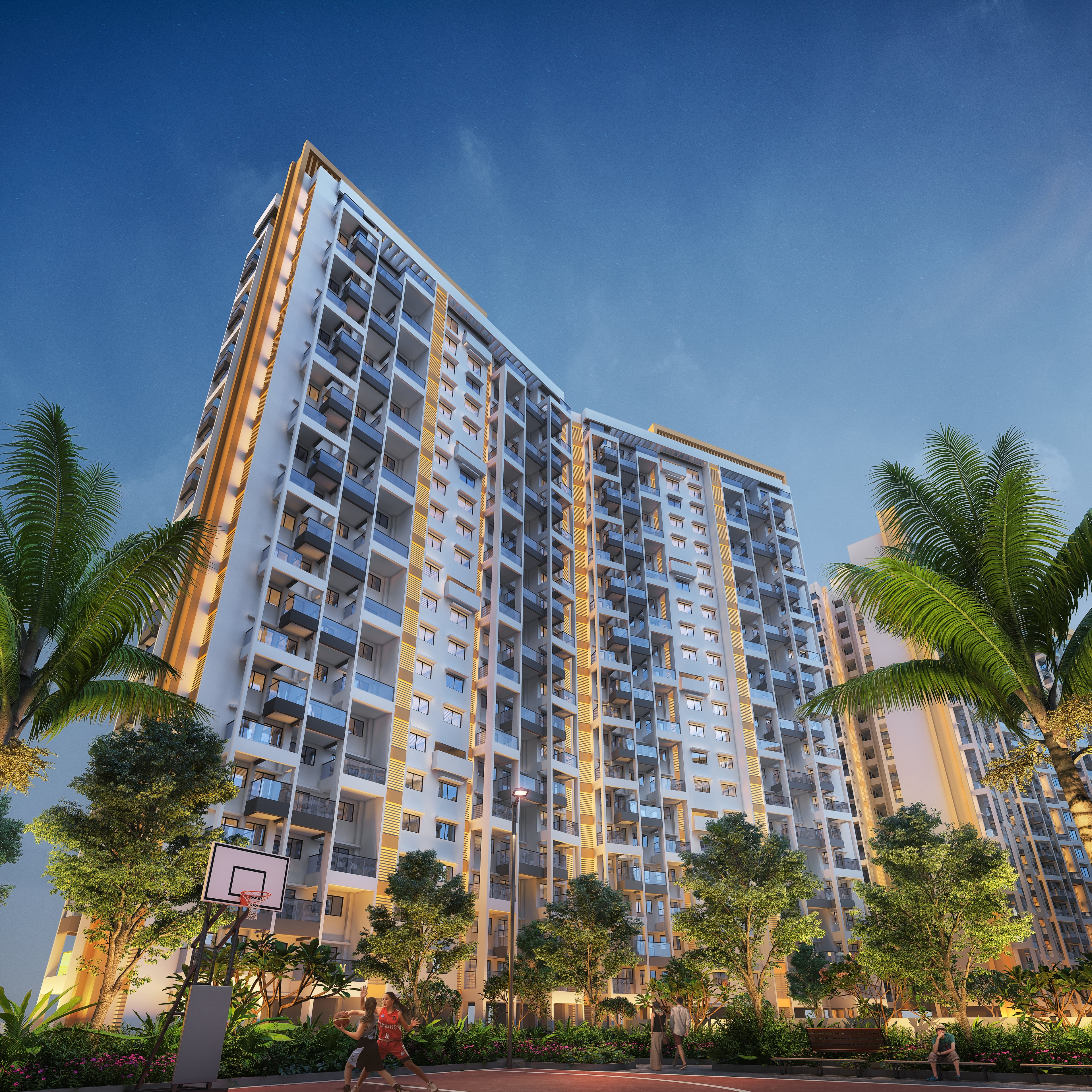 Purva Silversand — Tower 2 ,3 Warm Night View opt 01