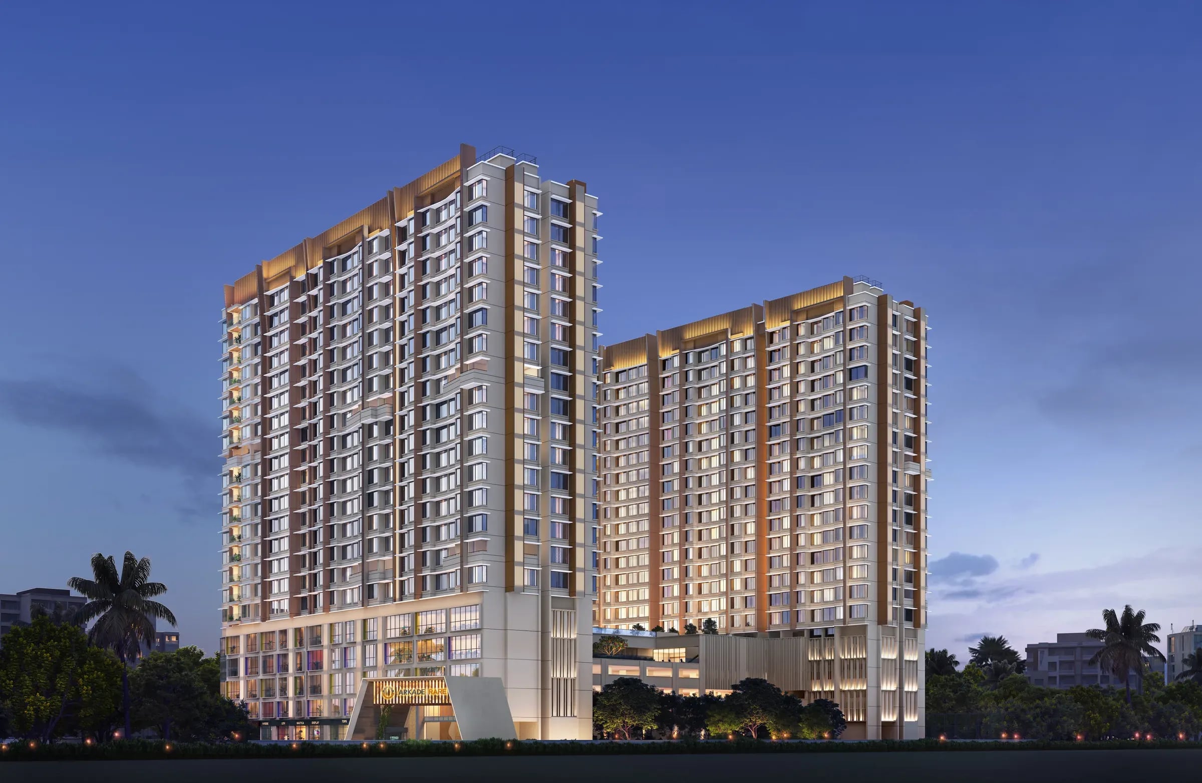 Arkade Rare — Front Night View